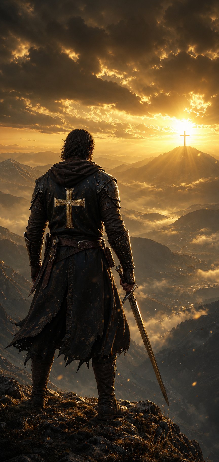 Guerreiro de Cristo contemplando o horizonte